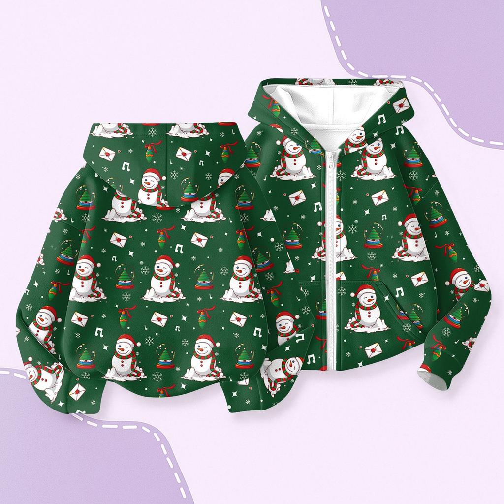 Детская мода Рождественская толстовка с капюшоном с длинными рукавами с принтом, куртка-худи для девочек