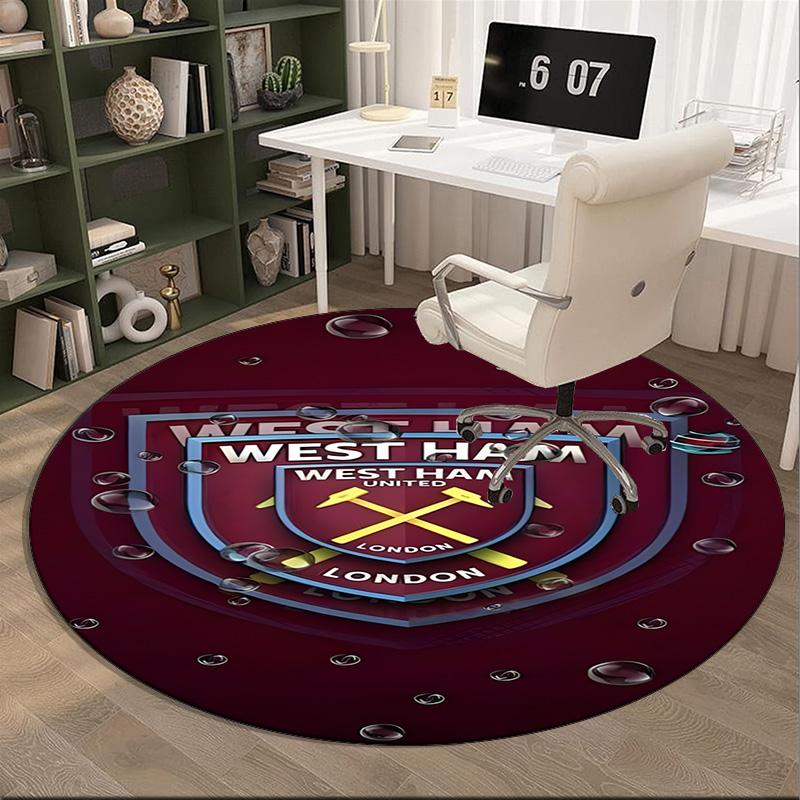 1PC round rug West Football Printed Round Area Rug ,Rug For Home Office, Round Chair Rug, Decorative Carpet Fan gifts Christmas gift