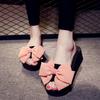 Korean Style Bowknot Wedge Flip Flops - Women's Summer High Heels, Non-Slip Platform Sandals for Beach and Outdoor.