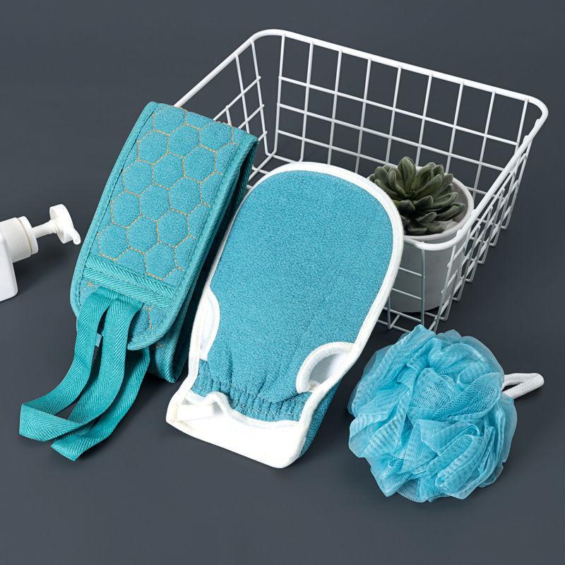 3Pcs 1set / 6Pcs 2set Back Scrubber Exfoliating Gloves and Loofah Bath Sponge Set for Men and Women Body Scrubber Scrubber Can Deep
