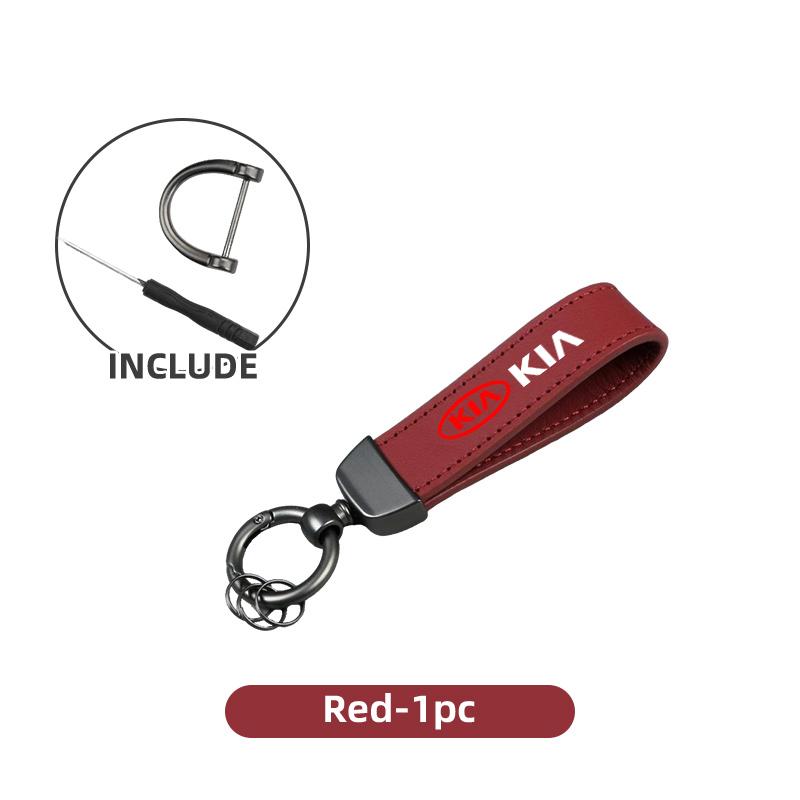 YNAZ6 Leather Rope Keychain Car Logo Keychain Classic Metal Key Holder Accessories For KIA Ceed Sportage Rio K5 K2 Optima Cerato Venga