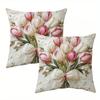 1Pcs, Short Plush Charming Tulip Print Throw Pillow Covers, Delicate Lace - Accented Tulip Decor Cushion Covers,