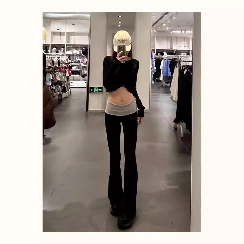 Модальные брюки-клеш для йоги с низкой посадкой и цветными блоками