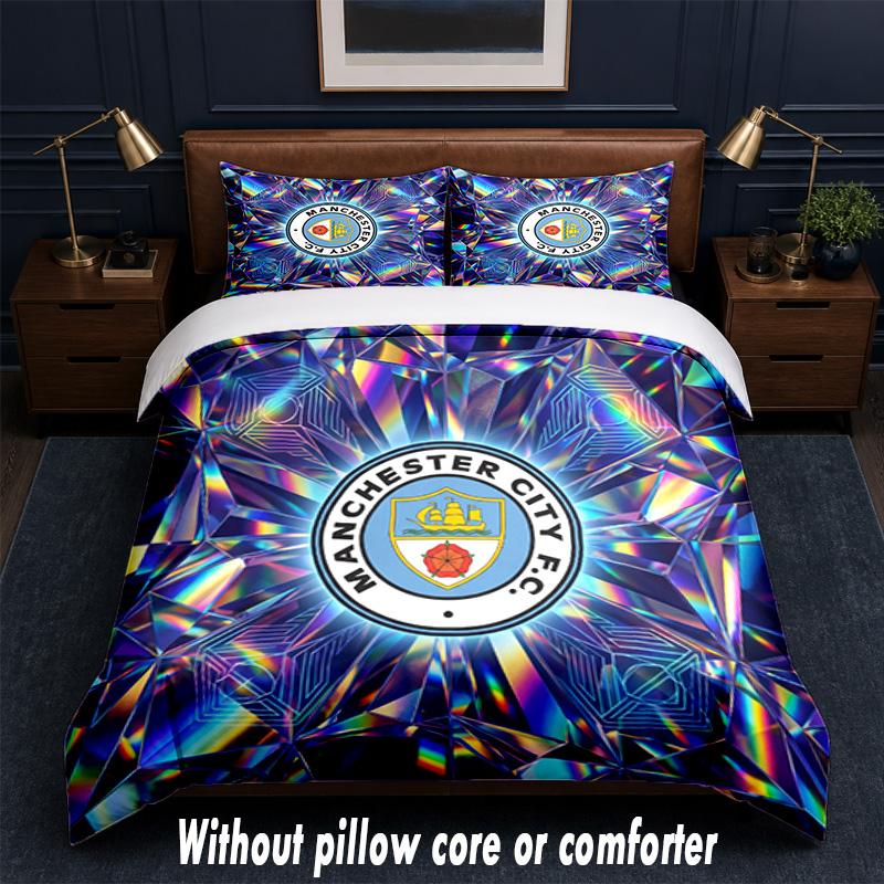 Manchester City Design Bed Bedding Set 1 Duvet Cover + 2 Pillowcases Soft Breathable Household Bed Linens
