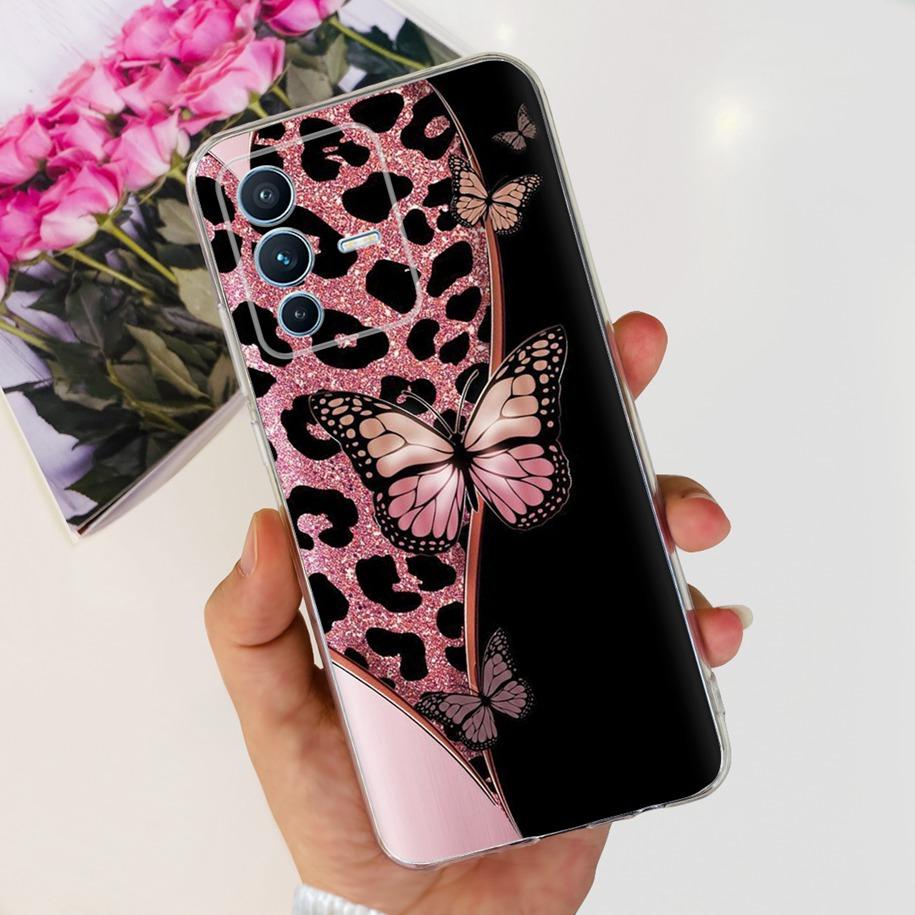 Чехол для Vivo V23 Pro V2132 Чехол для Vivo V23 5G V2130 V2303 Чехол Модный Цветочный Прозрачный Силиконовый Чехол для Телефона Для Vivo V23e V 23 Бампер