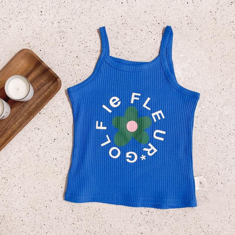 Летний детский свежий детский милый простой жилет без рукавов с принтом ромашки, топ-майка без рукавов для маленьких девочек