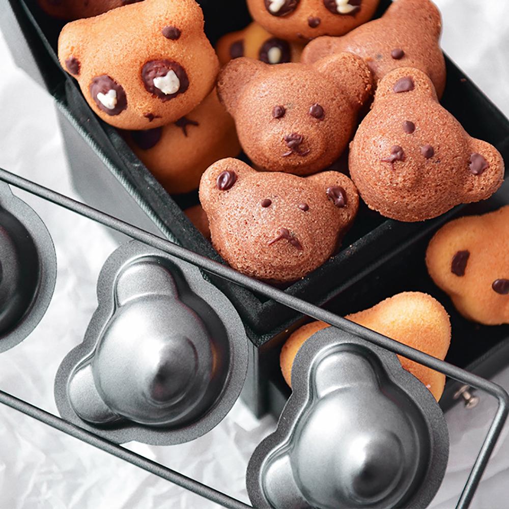 Форма для выпечки 'Мишка' на 8 ячеек, форма для мадлен, форма для выпечки маффинов в виде мультяшных животных, инструмент для украшения из углеродистой стали для домашней выпечки своими руками