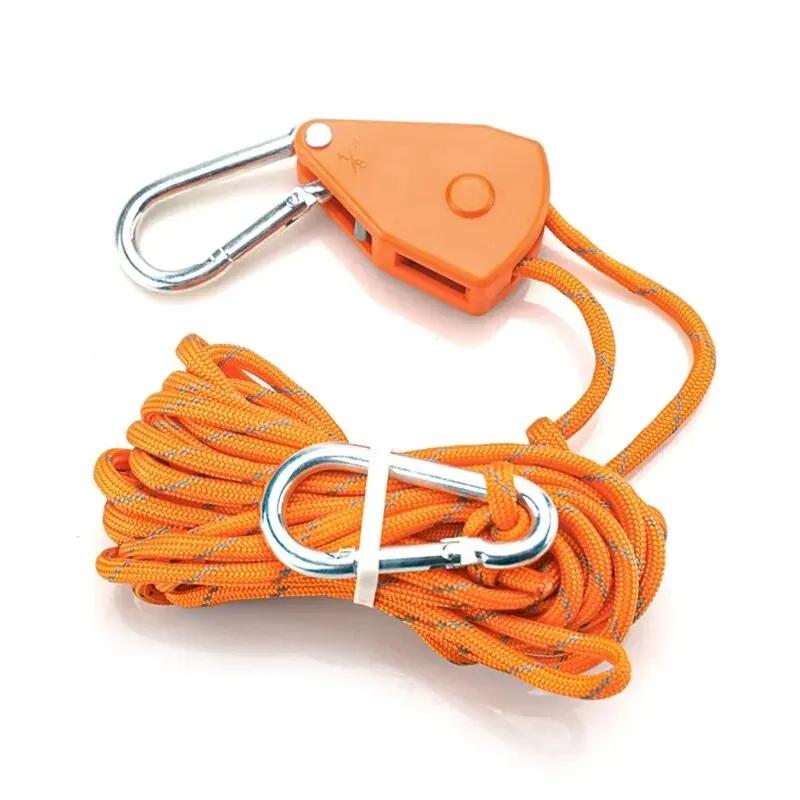 Outdoor Camping Tent Windproof Rope Adjustable Buckle Canopy Pull Rope Pulley Tightener Adjustable Lifting Hanging Rope