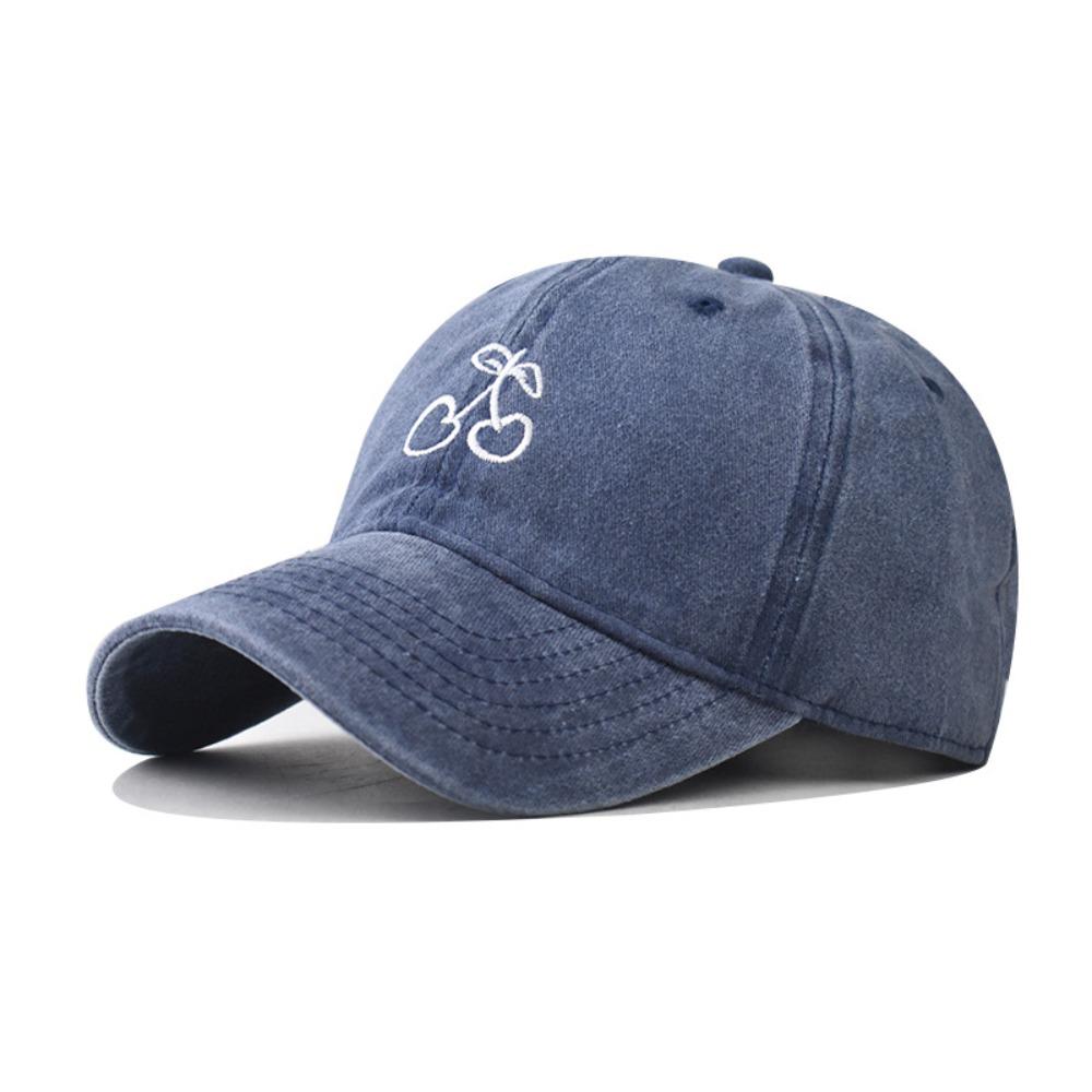 Solid Color Peaked Cap Sun Protection Sunscreen Sun Hat Retro Cherry Baseball Cap Outdoor