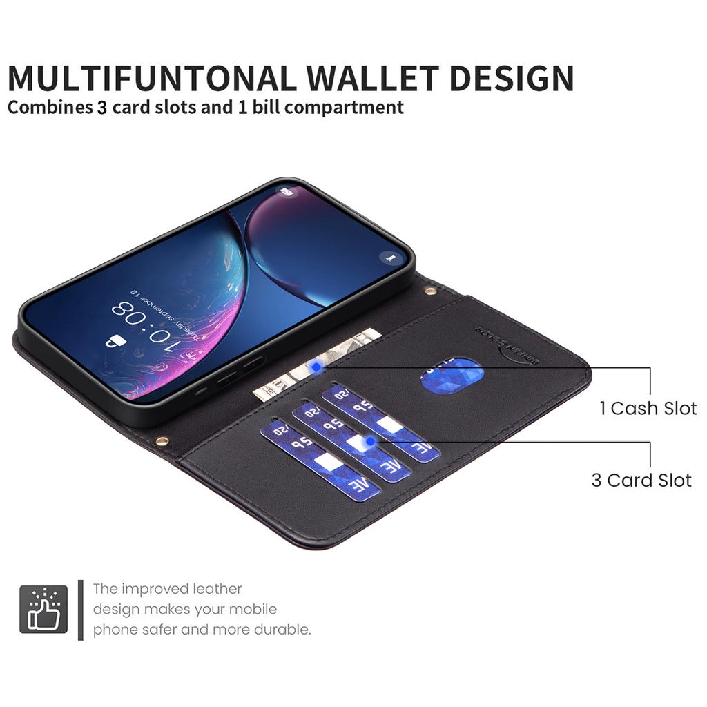 BINFEN COLOR for Samsung Galaxy S23 FE Wallet Case PU Leather Square Grid Cover