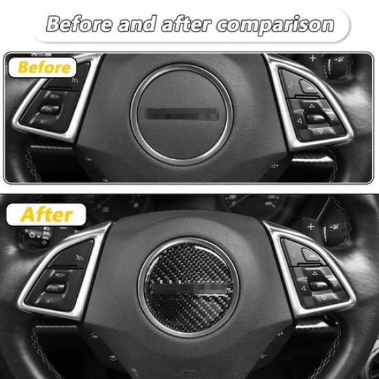 Carbon Fiber Steering Wheel Trim Cover Decoration Kit for Chevrolet Camaro 2017+