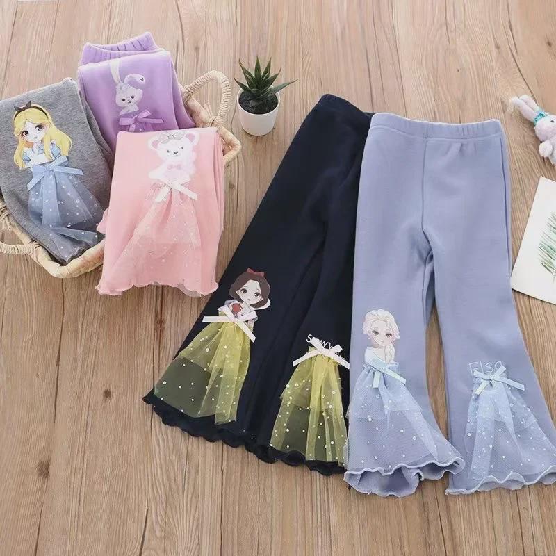 2023 Spring & Autumn Girls' Bell-Bottom Pants - Trendy Western-Style for Little Girls