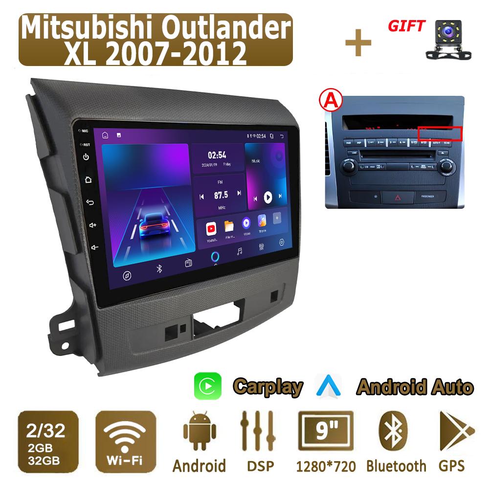 Android Carplay автомобильное радио для Mitsubishi Outlander XL 2007-2012 мультимедийный проигрыватель головное устройство стерео GPS навигация BT WIFI 4+64 ГБ