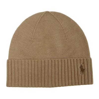 [Polo Ralph Lauren] Вязаная шапка, Вязаная шапка, Мужская, Женская, Шапка POLO (Япония, Алфавит, Универсальный размер, Верблюжий) [Продукт]