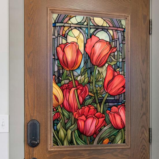 1 лист красочная пленка для оконного стекла Красочная винтажная стеклянная наклейка на окно наклейка для кухни спальня стеклянная дверь домашний декор