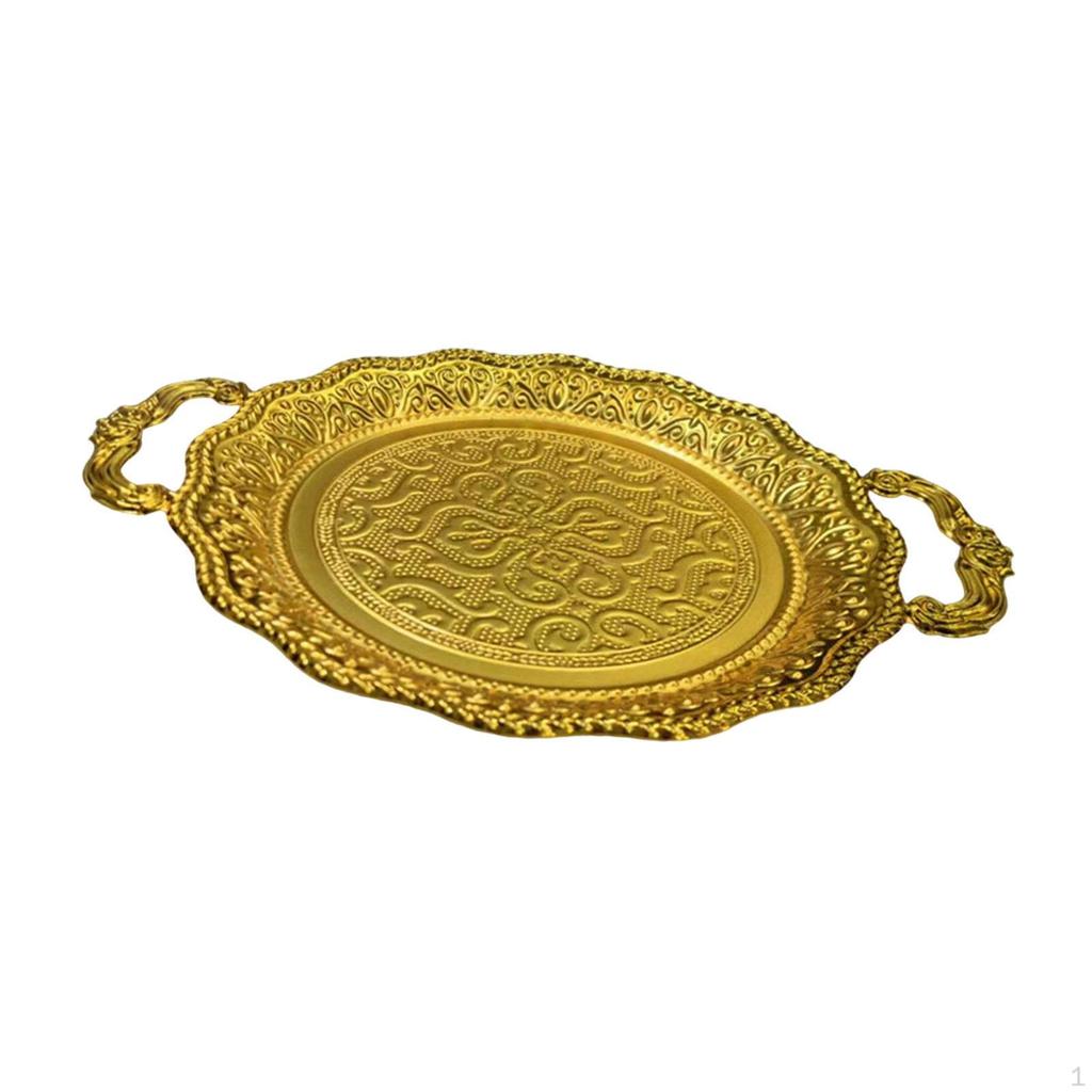 Фруктовая тарелка Закусочное блюдо Европейский металлический Многоцелевой сервировочный поднос с ручками для конфет