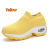 Женские модные кроссовки без шнуровки на танкетке с толстой подошвой, вязаная обувь с дышащей сеткой, удобная легкая нескользящая прогулочная обувь, размер 34-43