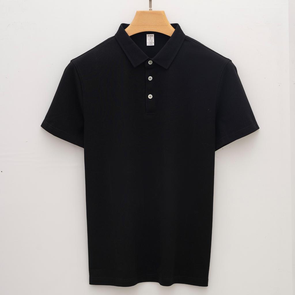 Рубашка поло с воротником из хлопка, мужская футболка с короткими рукавами, деловая длинная бархатная рубашка поло с воротником без отметин