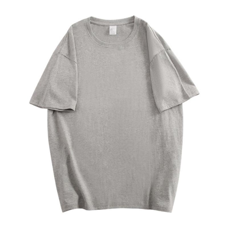 Solid-colored Cotton Sewn Loose Large-sized Pure Cotton Short-sleeved T-shirt for Women's Couple