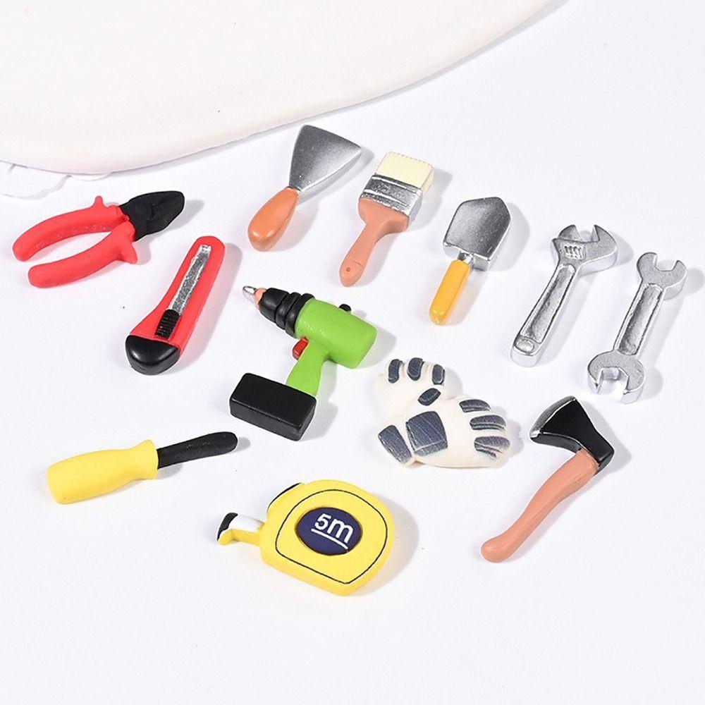 14PCS Mixed Pattern Dollhouse Repair Tool Mulitoclor Resin Scene Model Screwdriver Hammer Wrench Accessories