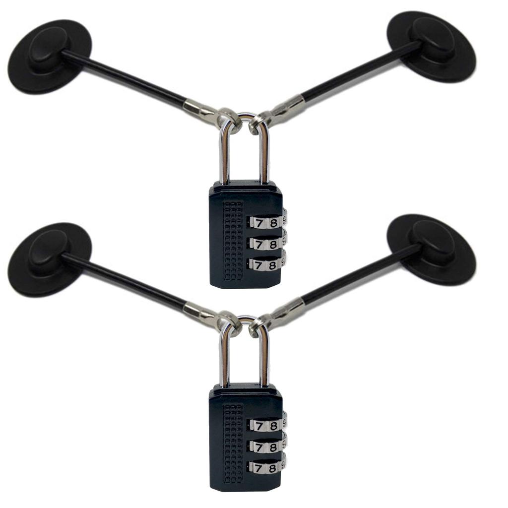 Felimoa Refrigerator Door Lock Wire Infant Elderly Dial Padlock Set of 2 Anti-Theft (Black)