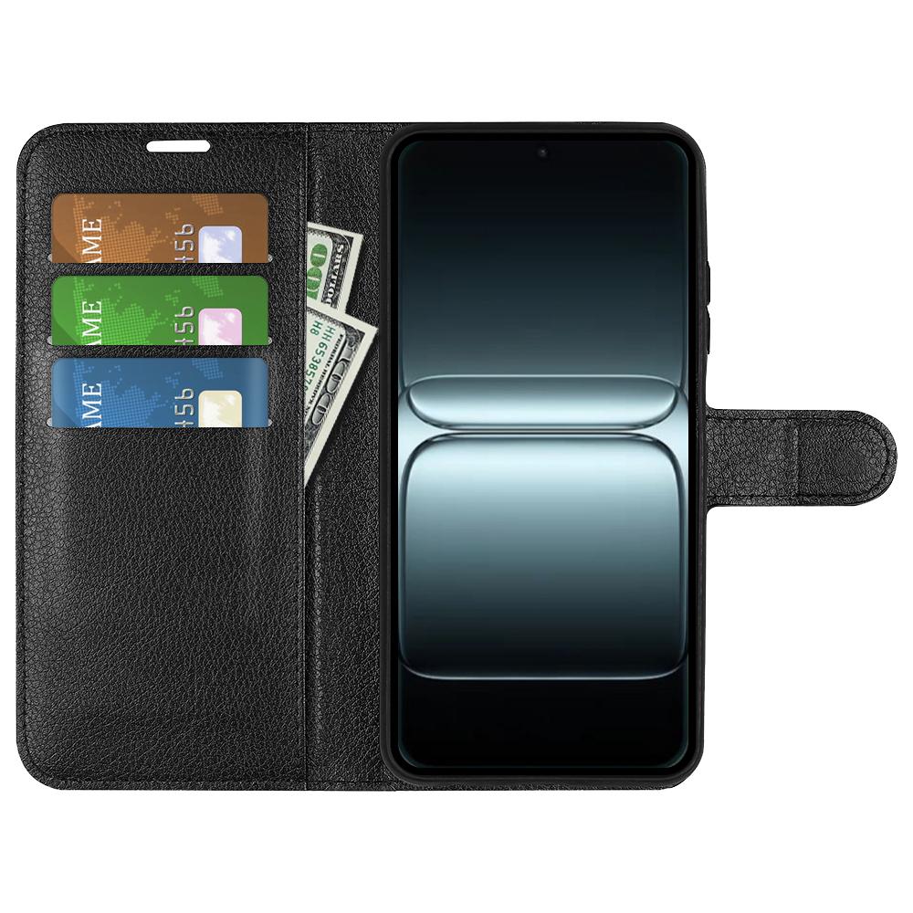 Чехол для OnePlus 13T 5G с текстурой личи, противоударный кожаный чехол-кошелек для телефона