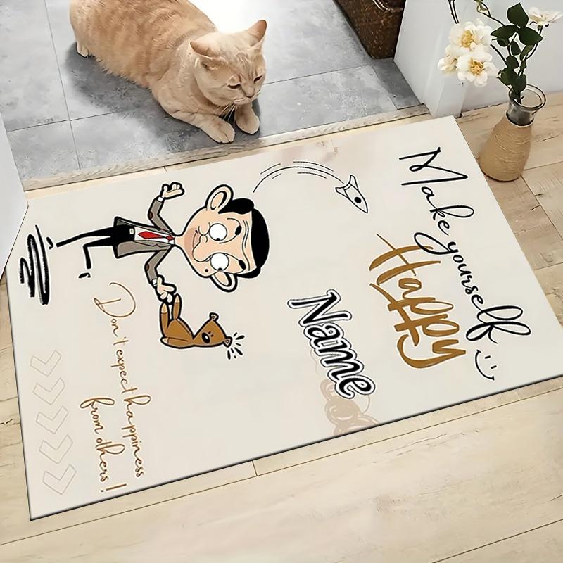 Custom Name Mr. Bean's Tea Time Carpet Rug Customizable Soft Washable Anti-Slip Home Living Room Sofa Mats Personalized Rug. 0909290