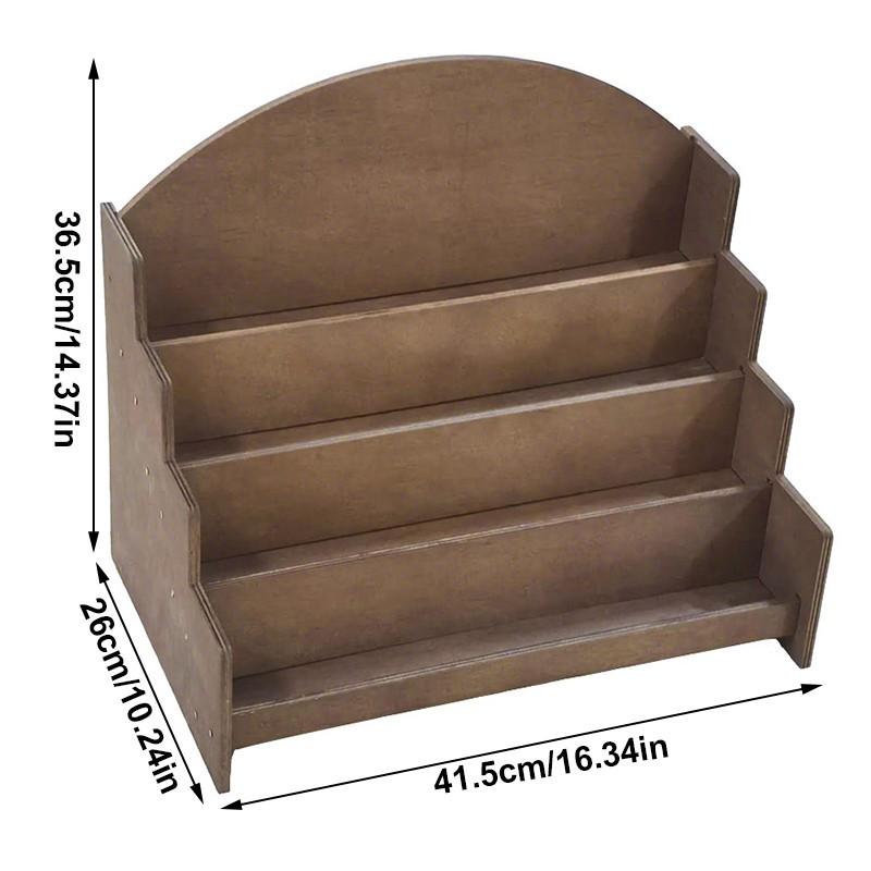 4-Tier Wooden Card Holder Greeting Card Display Stand for Retail, Postcards Z