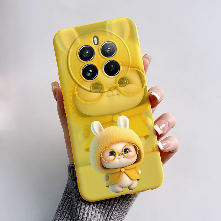 Чехол для OPPO Realme 12 Pro Realme 12 Pro Plus + 5G RMX3840 Чехол для телефона Милый Кролик Панда Задняя Матовая Мягкая Защитная Крышка Fundas