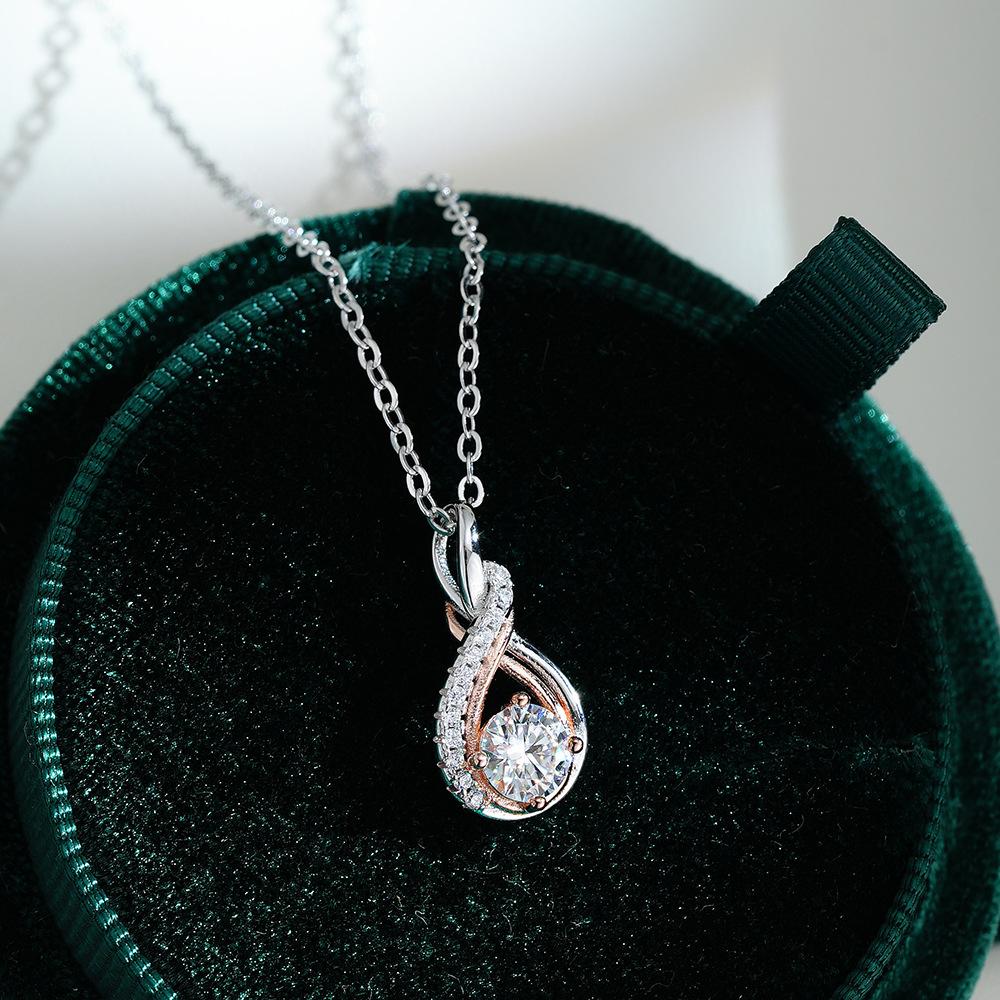 Moissanite Dual-Tone Necklace Silver Four-Claw Classic Lockchain Certified Luxury Gift for Women Jewelry Hypoallergenic