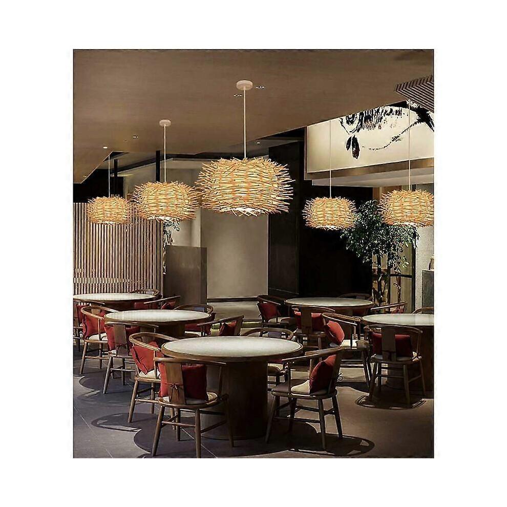 Rattan Pendant Light, Adjustable Bird's Nest Chandelier, Bedroom Dining Room Ceiling Lamp 300 x 170mm