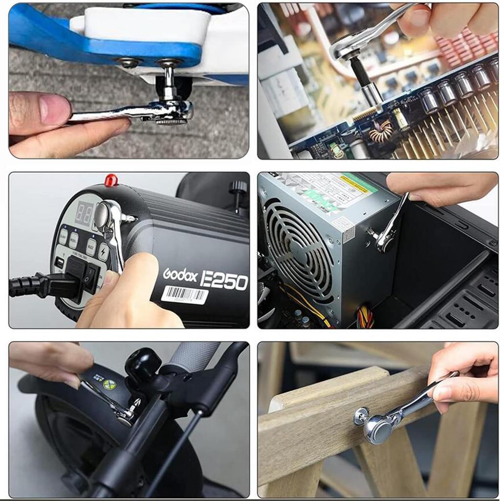 Набор мини-трещотки Bestgle с насадками, маленькой реверсивной трещоткой и кейсом для хранения для ремонта бытовой техники, 28 предметов, 72 зуба