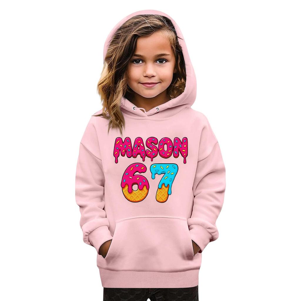 Детская мода Принтованный пуловер Повседневный с длинным рукавом Свитшот с круглым вырезом и капюшоном