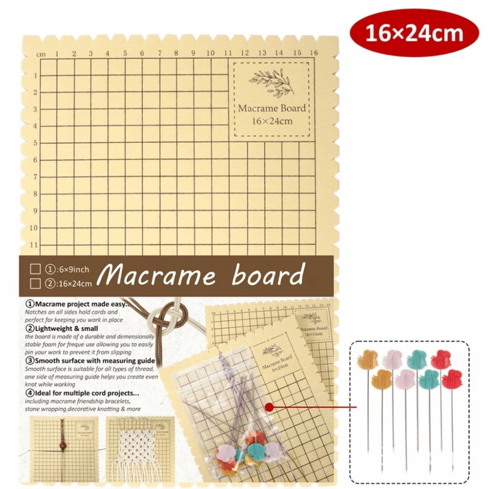 16x24cm Macrame Board and Pins Kit 6x9in Knotting Board DIY Craft Grid Board Bracelet Making