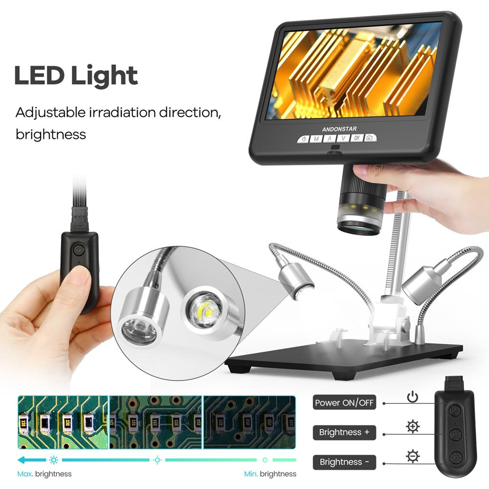 Цифровой микроскоп 24M с 7-дюймовым регулируемым дисплеем, 3-кратным цифровым увеличением, фото и видео