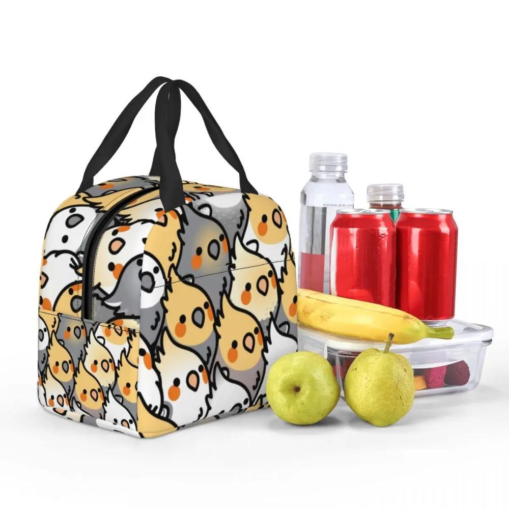 Custom Chubby Cockatiel Party Insulated Lunch Bag for Women Resuable Cute Parrot Birds Thermal Cooler Lunch Box School Children