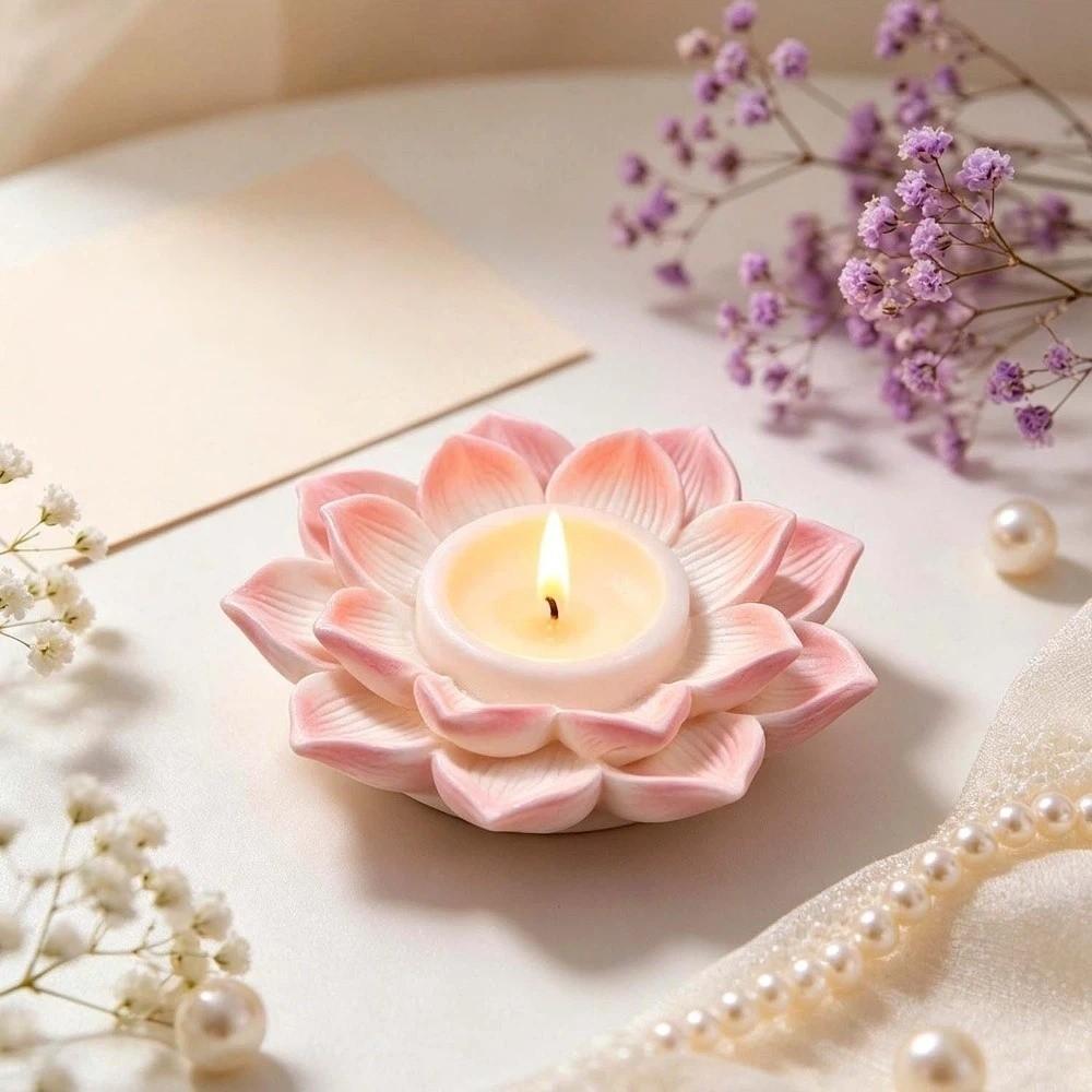 DIY Crafts Flower Candle Mold Silicone Epoxy Resin Plaster Mold Lotus Candle Base Mold Fondant