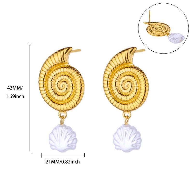 Модные нишевые серьги из нержавеющей стали с изысканным дизайном в виде раковины морской звезды и жемчужиной, легкая роскошь, универсальные, приморские украшения, новинки