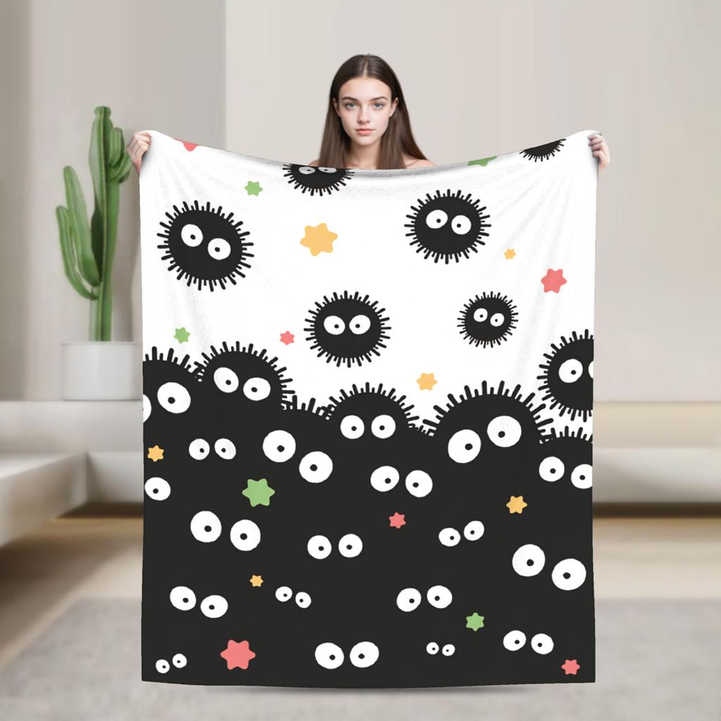 Warm BlanketsBoy Girl Picnic Susuwatari Soot Sprites Throw Blanket Flannel Bedspread For Bedroom Comfortable Sofa Bed Cover