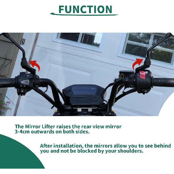 PSLER M10 Motorcycle Mirror Extenders Rear View Mirrors Riser Adapter | Handlebar Mount Extender Adapter for 10mm/8mm Apertures, raises rear view