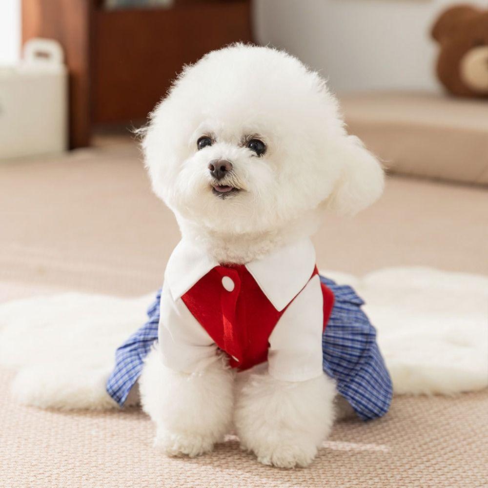 Cat Gown Soft Cat Bowknot Dress Shirt Collar Cute Dog Shirt Dress Preppy Style Creative Pet Princess Skirts Pet Party