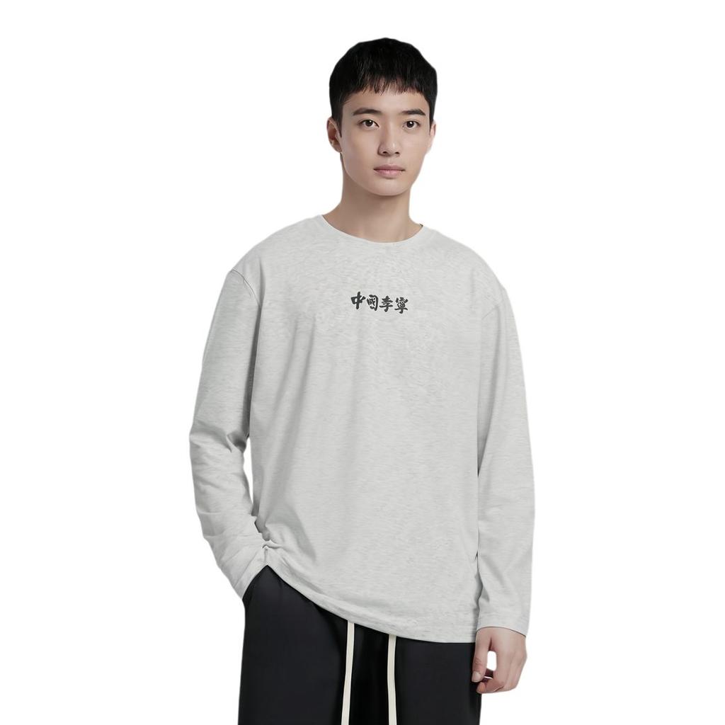 Футболки Li Ning Унисекс Серые С круглым вырезом Умеренный прямой крой AHSS138-2