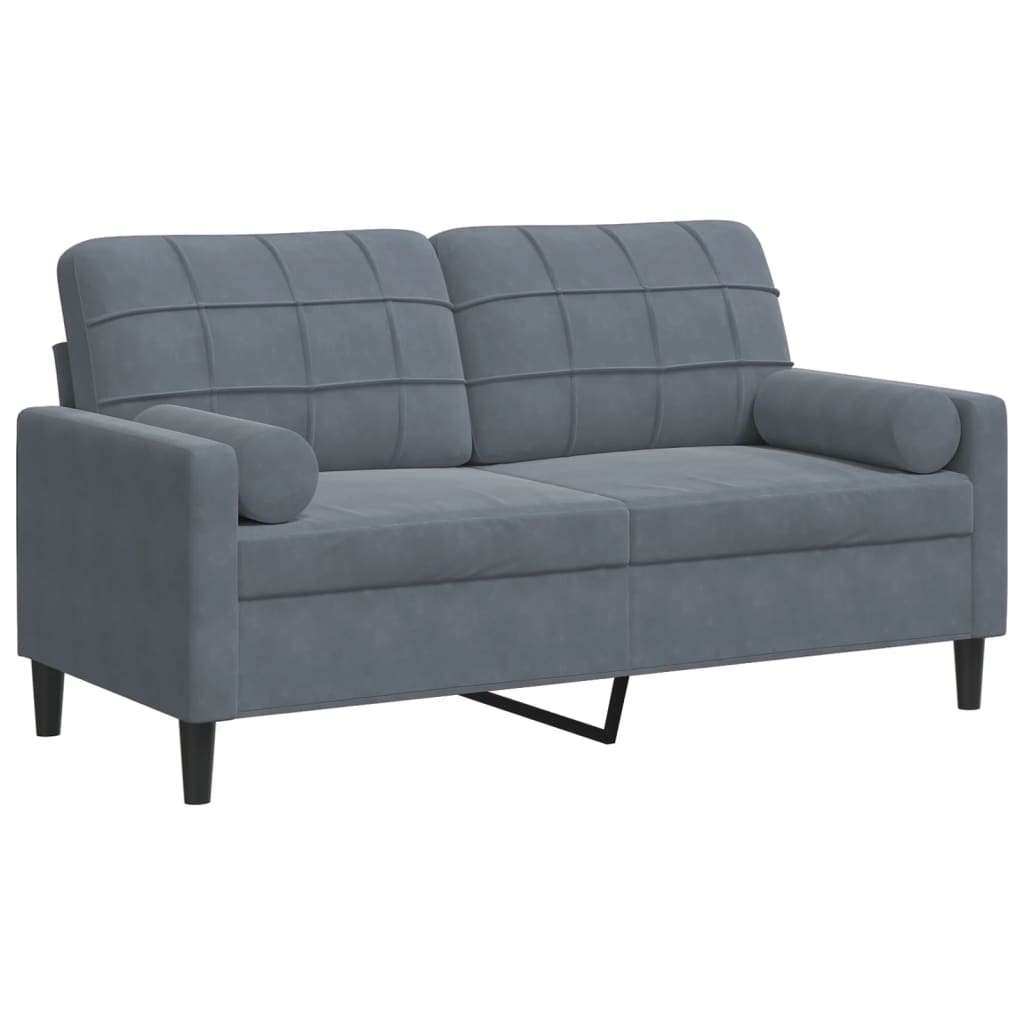 Vidaxl 2-Osobowa Sofa Z Poduszkami, Ciemnoszara, 140 Cm, Aksamit