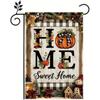 Garden Flag , Home Sweet Home Buffalo Plaid Design with Pumpkin And Snowman, Fall Winter Farmhouse Outdoor Decor, Double-Sided Polyester House Yard Si
