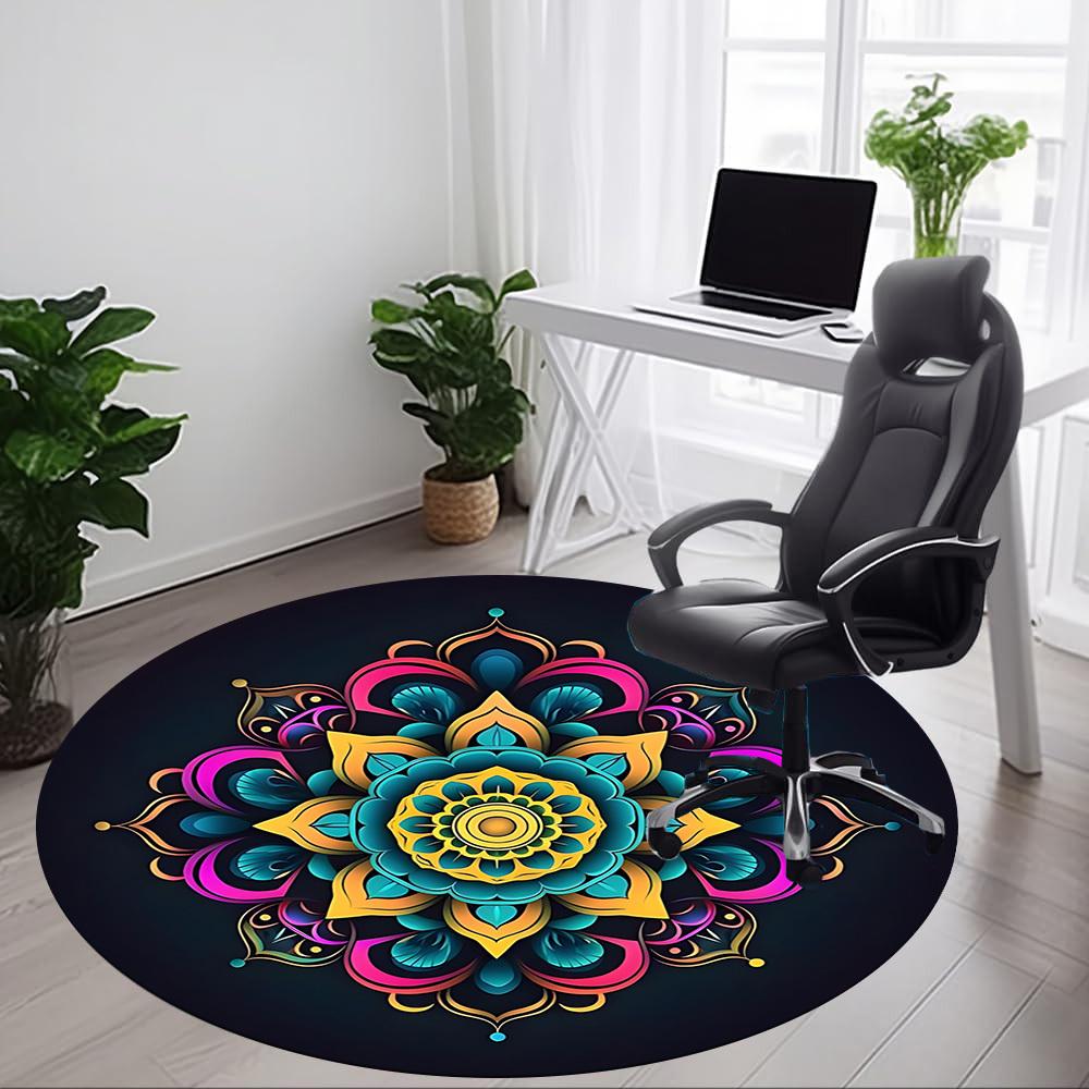 1pc Mandala Chair Carpet for Office, Soft Flannel Throw Mat, Perfect for Office, Holiday Party Decoration Choice yy260320144