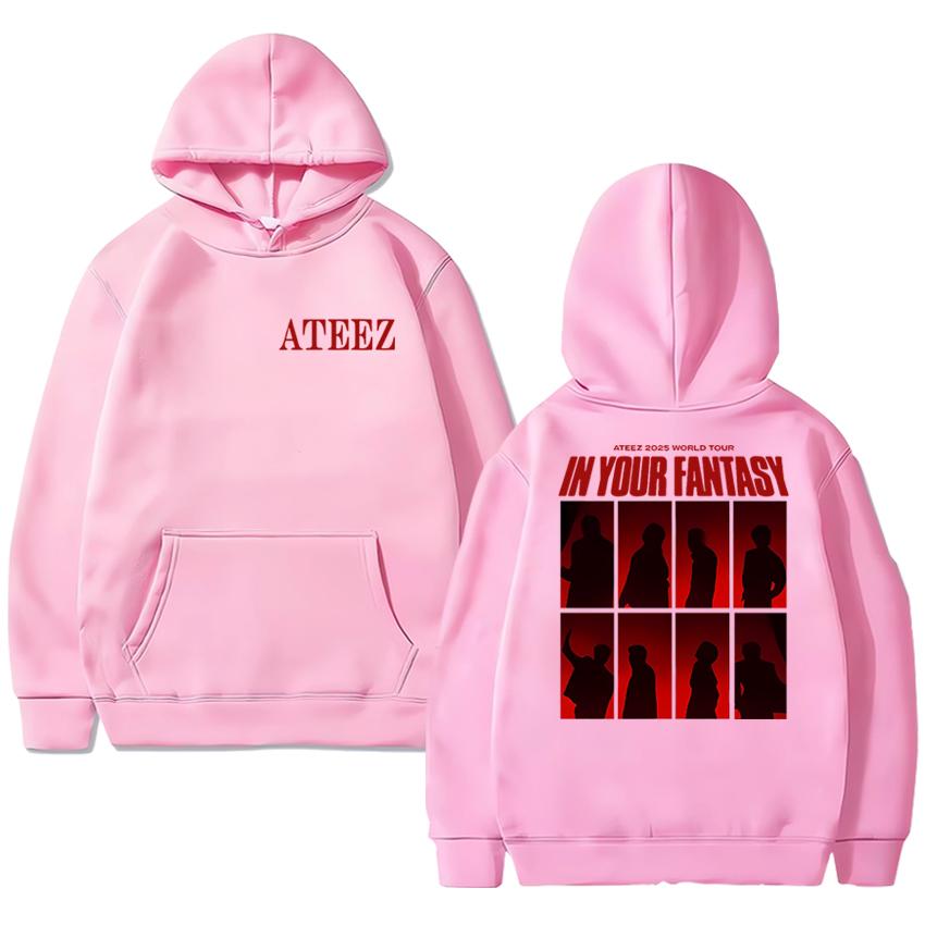 Korea ATEEZ World Tour 2025 Double Sided printed New Hoodie Men women fashion Y2k Sweatshirt Unisex Fleece Long sleeve pullovers