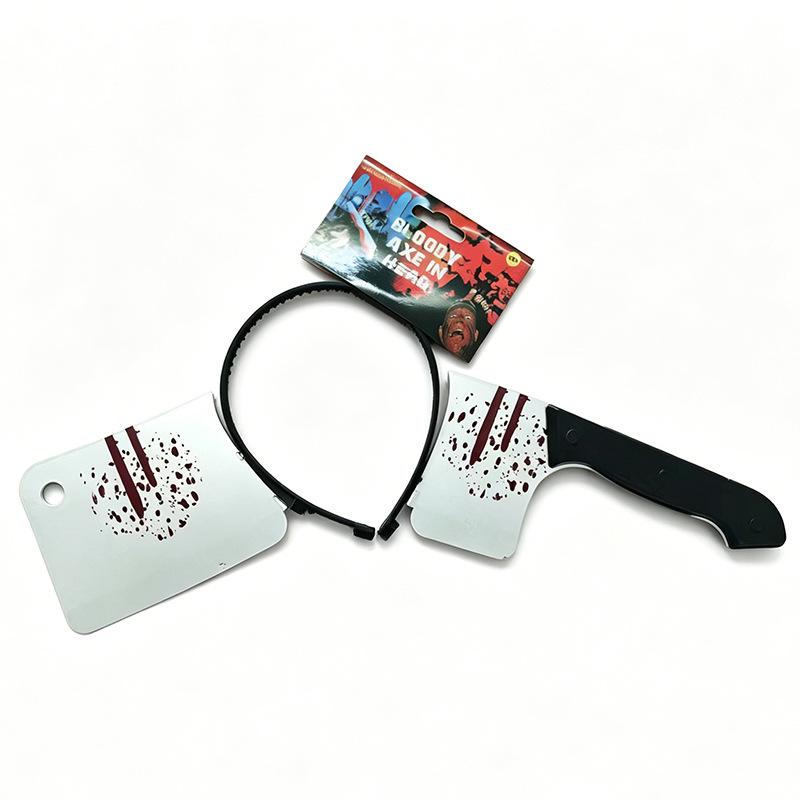 Halloween Headband Bloody Knife Hair Hoop Scary Cosplay Party Props Simulation Dagger Hair Accessory for Adults Kids