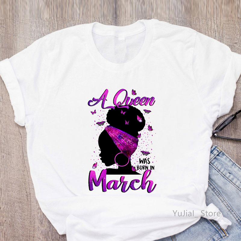 Watercolor Black Queen Was Born In Mayjunejulyaugustseptember Graphic Print Tshirt Women Butterfly T Shirt Femme Tops
