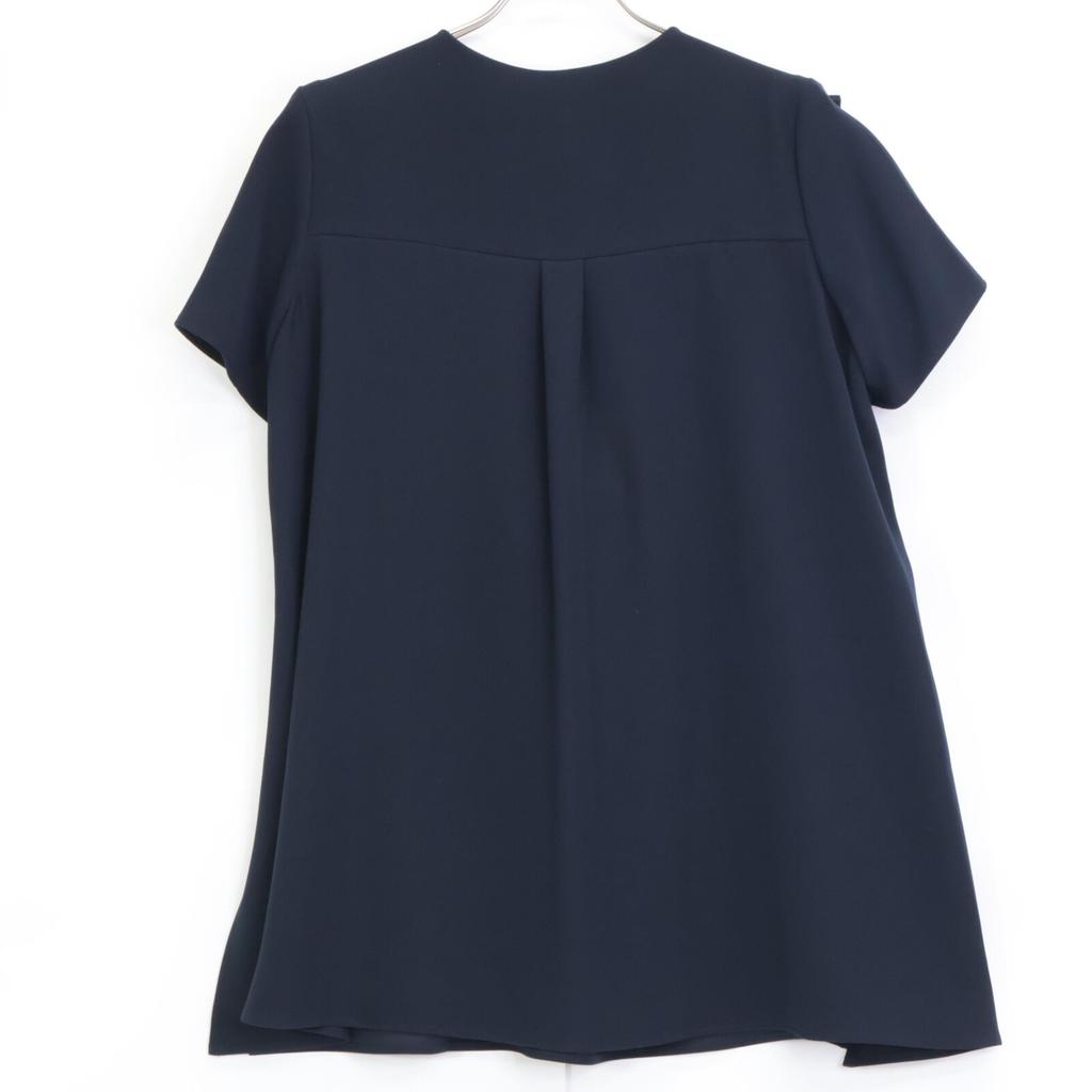 YOKOCHAN 2011 YCB-323-393 Navy Half Sleeve Frill Trim Blouse tops 38 NavyUsed