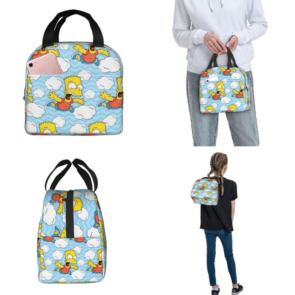 The S-Simpsons Face Accessories Insulated Lunch Bag For Travel Food Storage Bag Portable Cooler Thermal Lunch Boxes